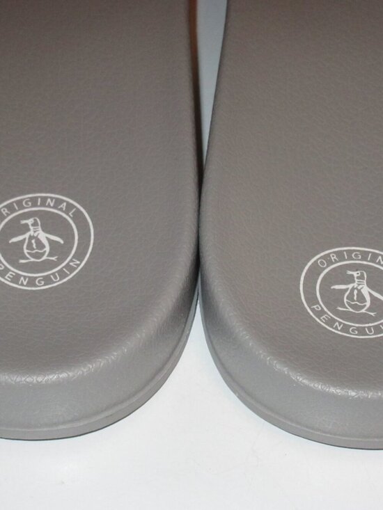Original Penguin Men\'s Earle Slide Sandal Grey Red Blue NWT Classic Ships Free